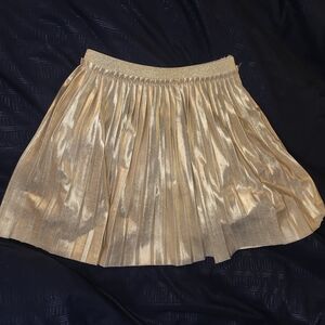 Gold Mini Skater Skirt with Pleats